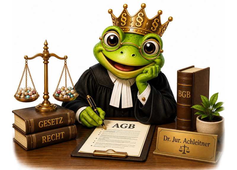 Gl&uuml;cksperle frog lawyer Dr. Jur. Achleitner