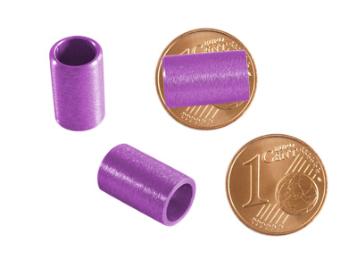 Aluminium Schmuckelemente, violette Röhrchen mit 6mm Innendurchmesser, Bild 2