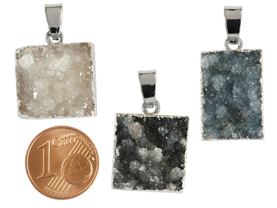 Crystal Druzy Anhänger Bild mit Größenvergleich