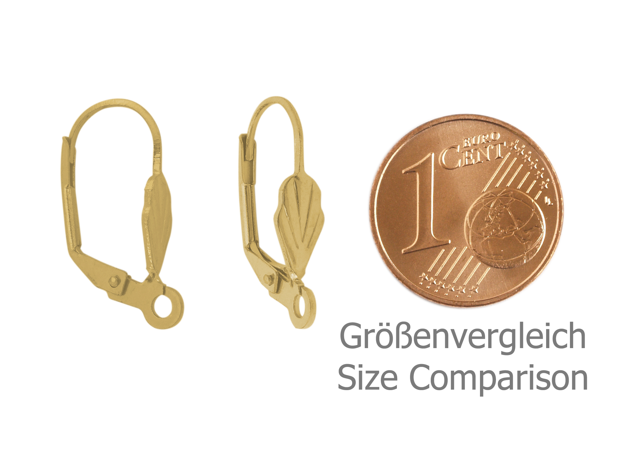 goldene Brisuren Ohrhänger aus Edelstahl 19mm - Größenvergle