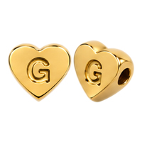 Herzperle mit Buchstabe G, 7×6mm, Edelstahl poliert, gold
