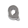 Buchstabenperle aus Metall 3x7mm, Buchstabe Q, platinfarbig