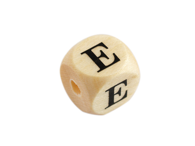Holzwürfel Perle Buchstabe E