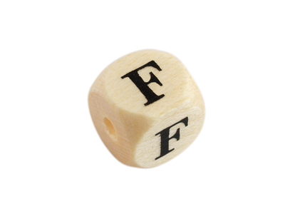 Holzwürfel Perle Buchstabe F