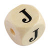 1 Stk. Buchstabenperle - Holzwürfel 10mm - J