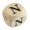 1 Stk. Buchstabenperle - Holzwürfel 10mm - N