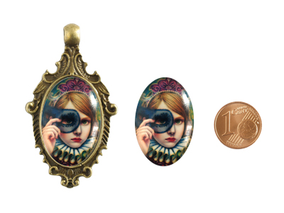 Cabochons mit Motiv 20x30mm mit Größenvergleich