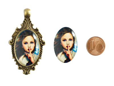 Cabochons mit Motiv 20x30mm mit Größenvergleich