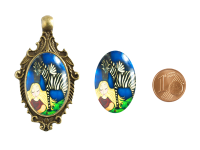 Cabochons mit Motiv 20x30mm mit Größenvergleich