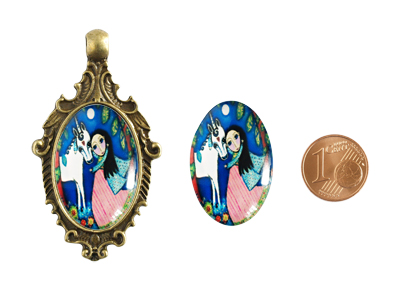 Cabochons mit Motiv 20x30mm mit Größenvergleich