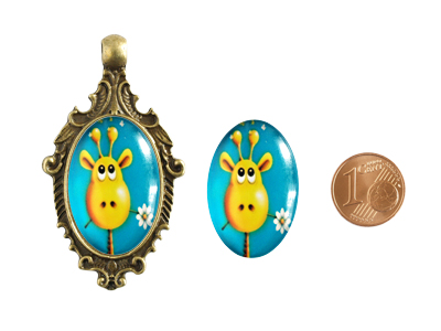 Cabochons mit Motiv 20x30mm mit Größenvergleich