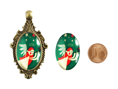 Cabochons mit Motiv 20x30mm mit Größenvergleich
