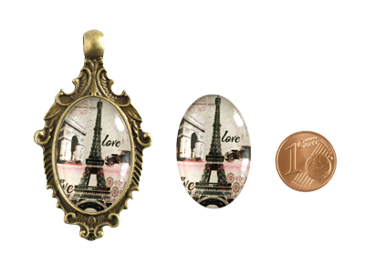 acrylic cabochons with motif 20x30mm with coin