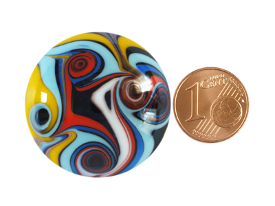 Murano Glas Cabochon, Bild 4 mit Größenvergleich