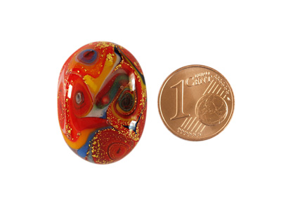 Murano Glas Cabochon, Bild 4 mit Größenvergleich