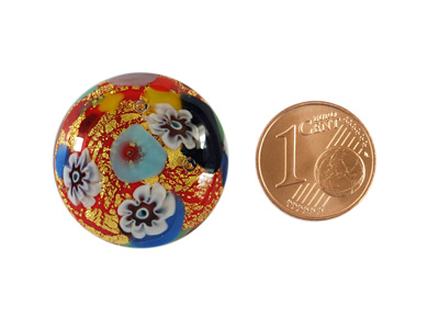 Murano Glas Cabochon, Bild 4 mit Größenvergleich