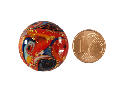 Murano Glas Cabochon, Bild 4 mit Größenvergleich