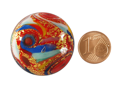 Murano Glas Cabochon, Bild 4 mit Größenvergleich