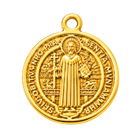 Schmuckanhänger Benediktusmedaille ~12mm, Edelstahl poliert, gold