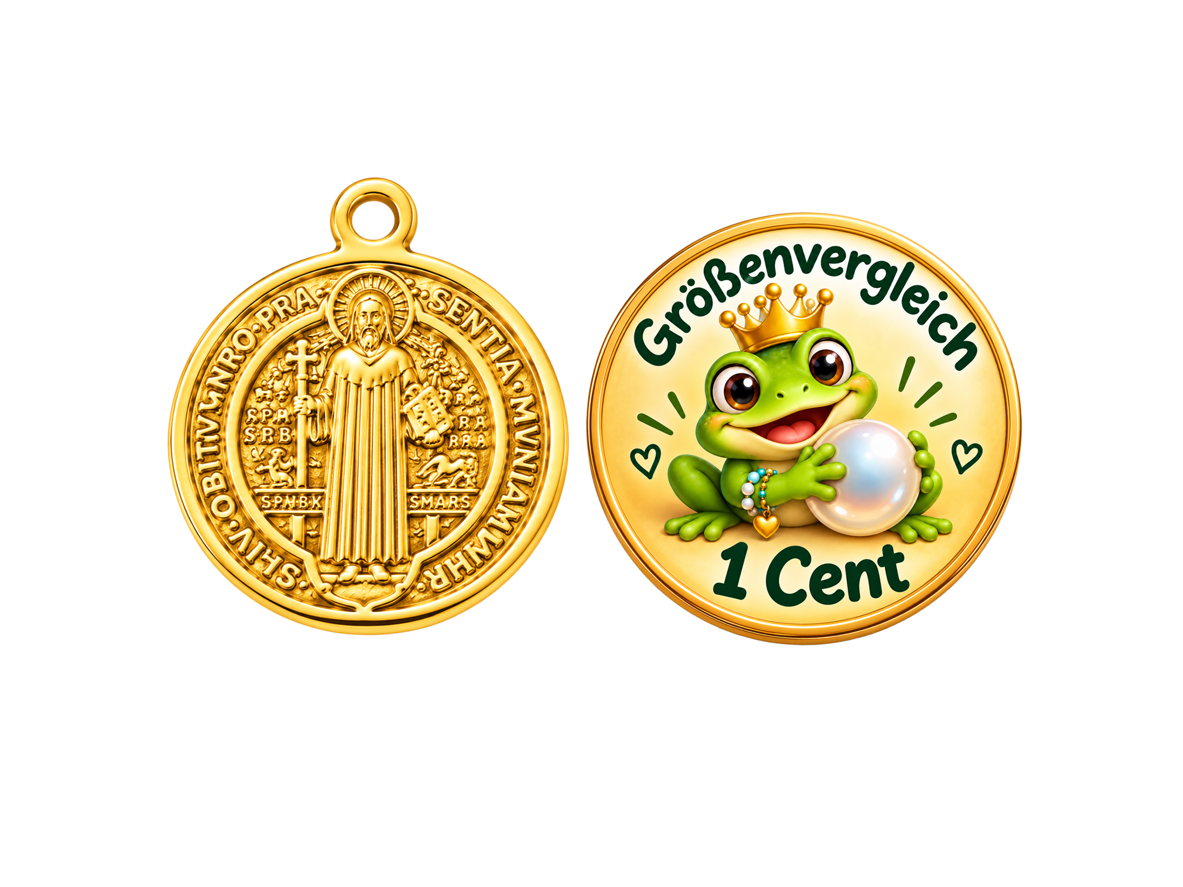 kleine goldene Benediktusmedaille für Halsketten und Rosenkr