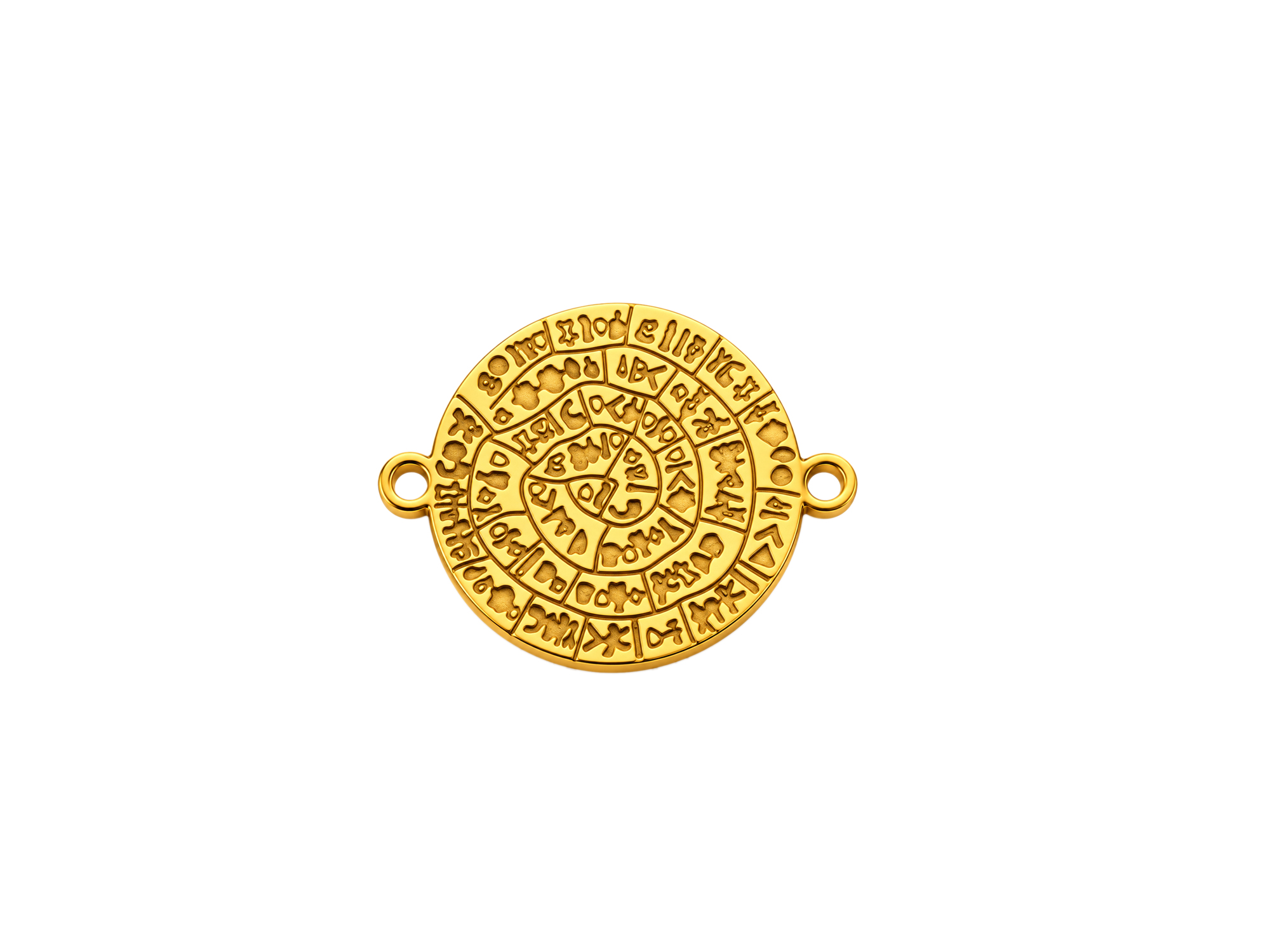 goldene Schmuckconnector, Diskos von Phaistos 12mm zum Schmu