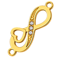 Schmuckconnector Unendlichkeit mit Herz ~22x7mm, Edelstahl poliert, gold