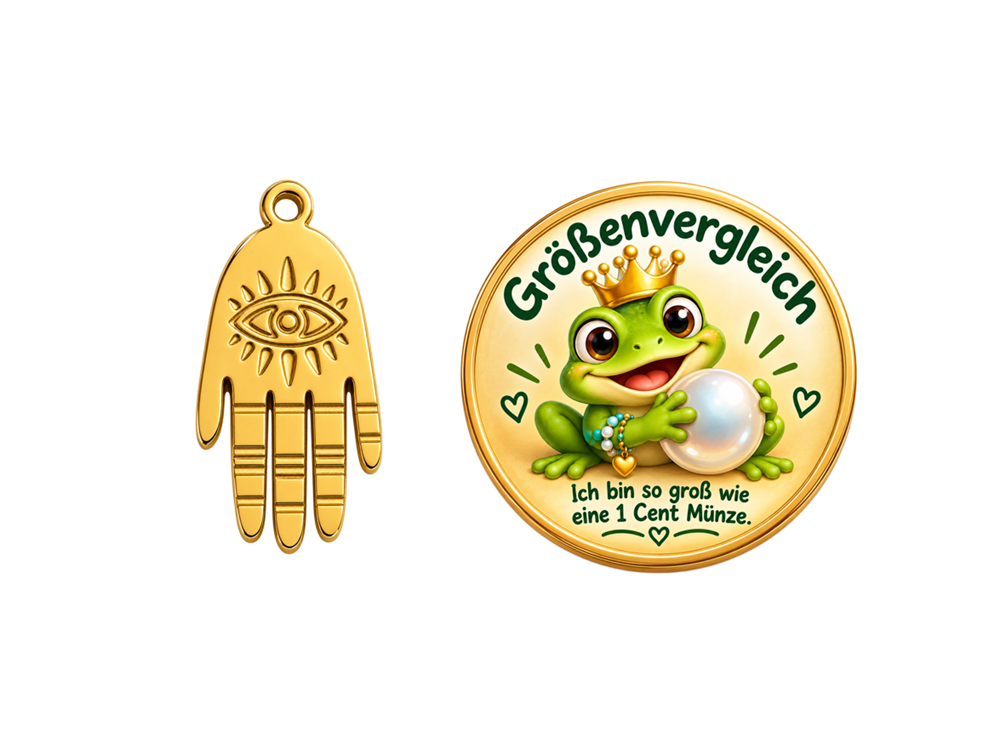 goldener Schutzanhänger, Hand der Fatima 7x15mm - Größenverg
