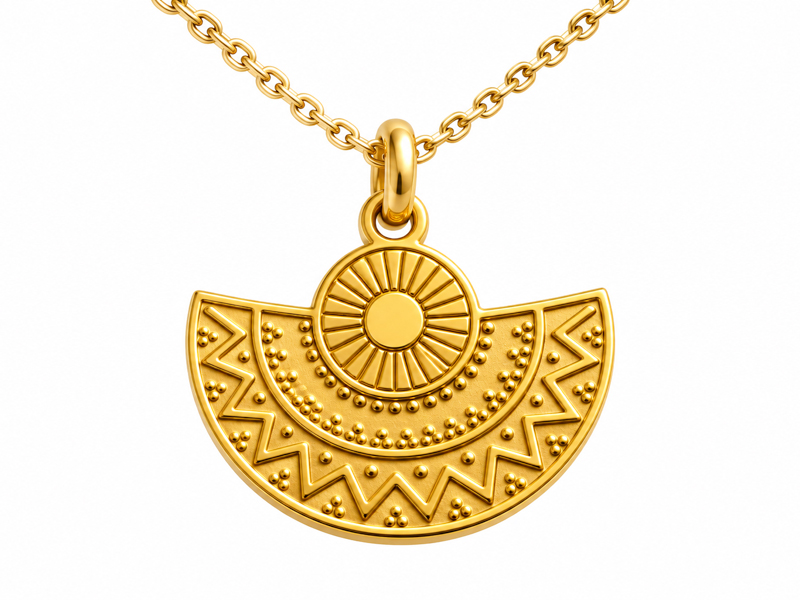 goldener Sonnenuhrfächer als Kettenanhänger