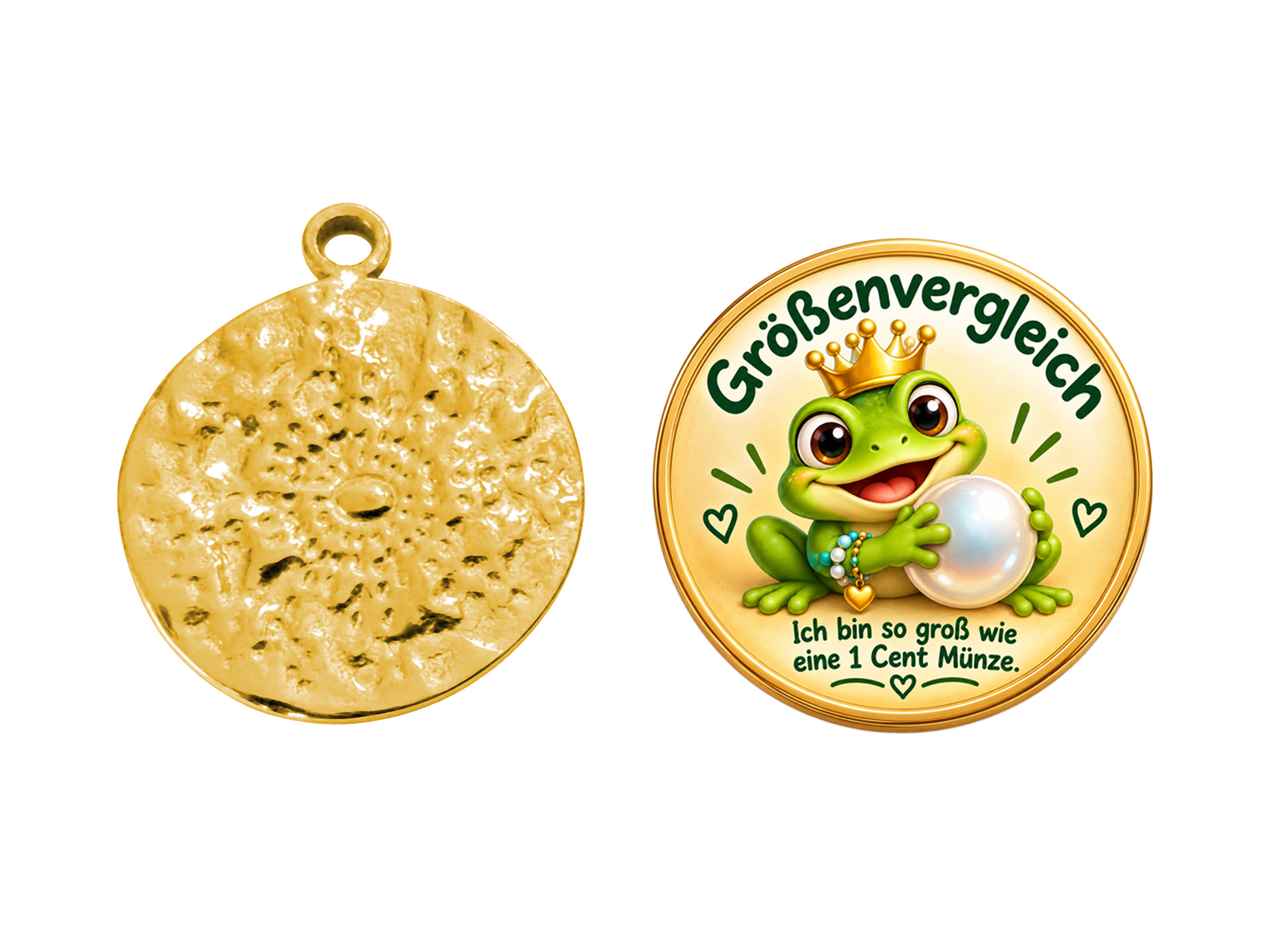 goldenes Medaillon 15mm zum Schmuckmachen - Größenvergleich