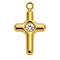 Schmuckanhänger kleines Kreuz ~13x9mm, Edelstahl poliert, gold