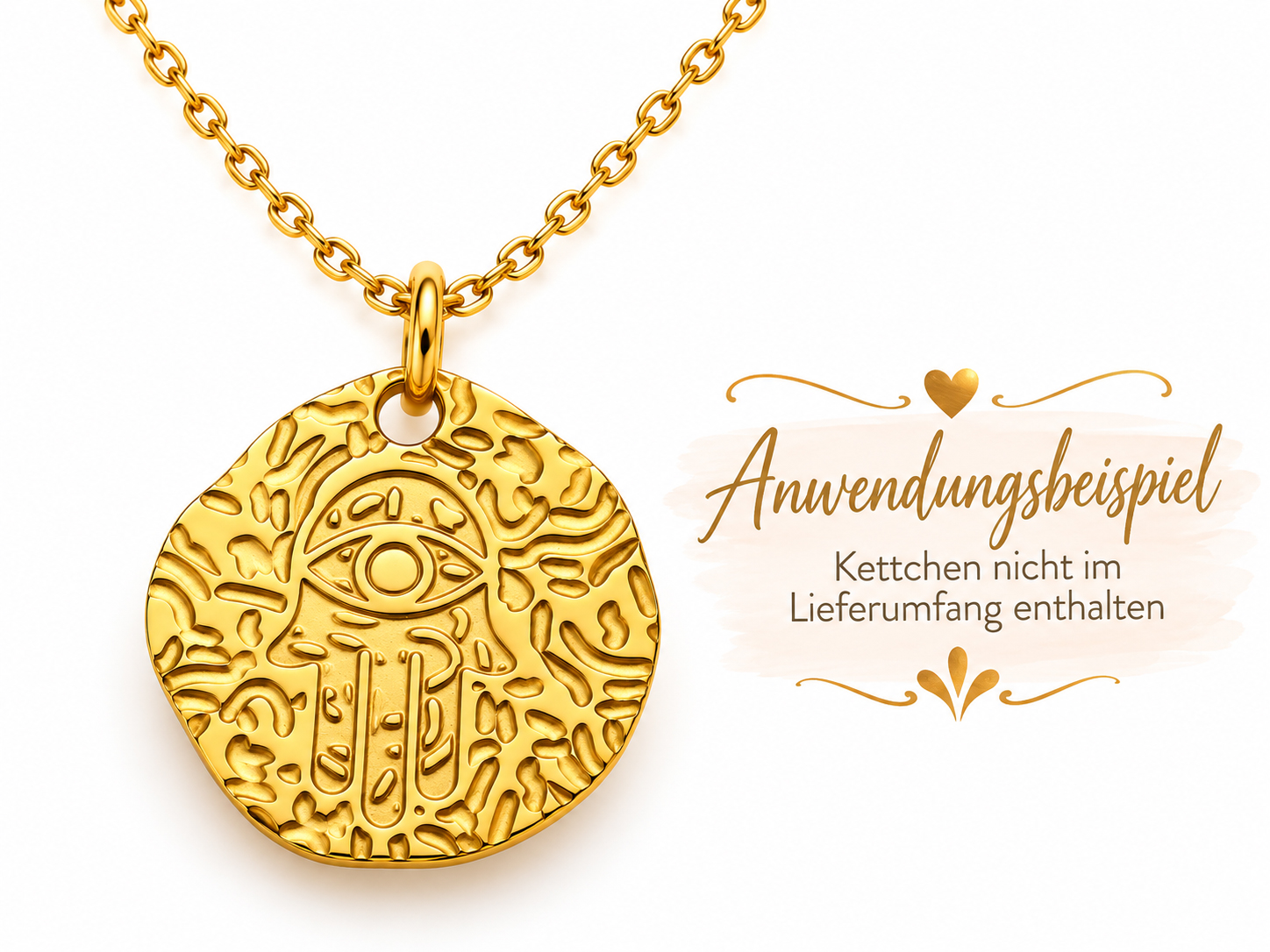 goldener Schutzanhänger, Medaillon - Hand der Fatima als Ket