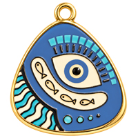 Schmuckanhänger Schutzauge Nazarina ~30x27mm, Edelstahl, gold