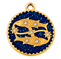 Sternzeichenanhänger FISCHE 15mm, Edelstahl poliert, gold