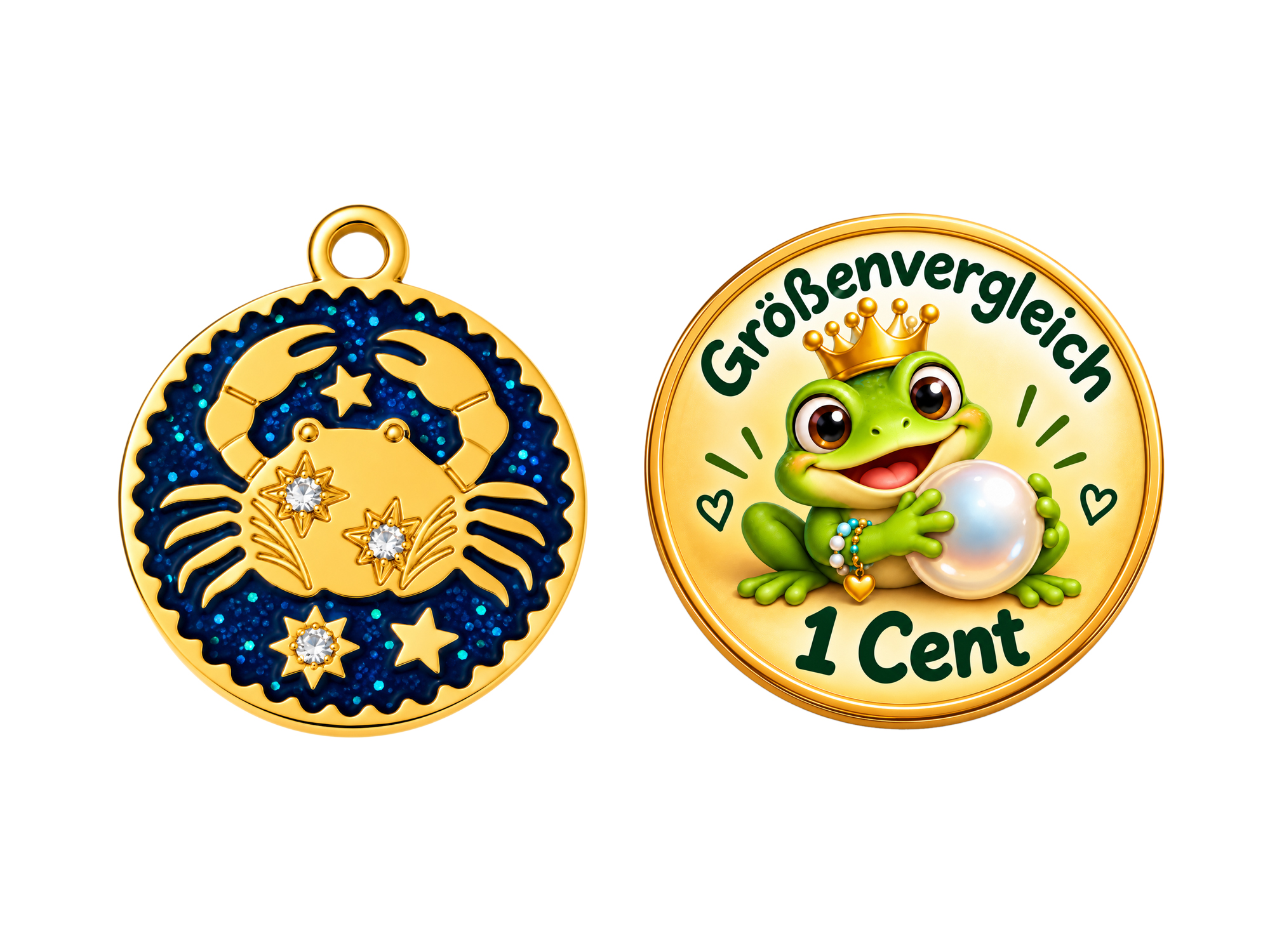 goldener Sternzeichenanhänger Krebs 15mm Größenvergleich