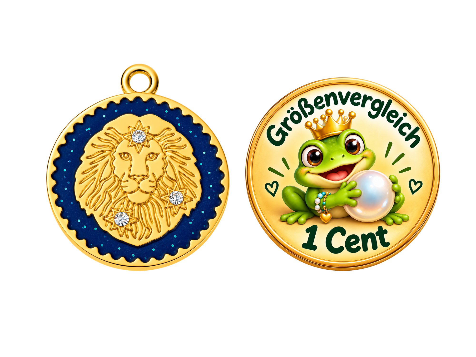 goldener Sternzeichenanhänger Löwe 15mm Größenvergleich