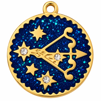 Sternzeichenanhänger SCHÜTZE 15mm, Edelstahl poliert, gold