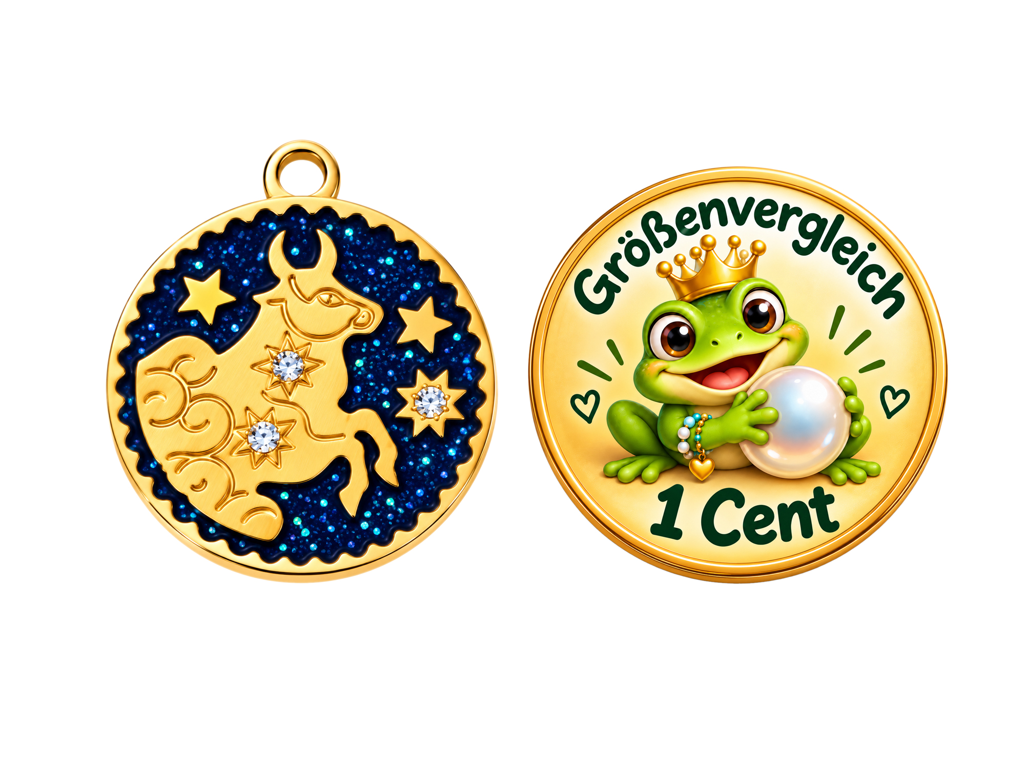 golden zodiac sign charm Taurus 15mm, size comparison