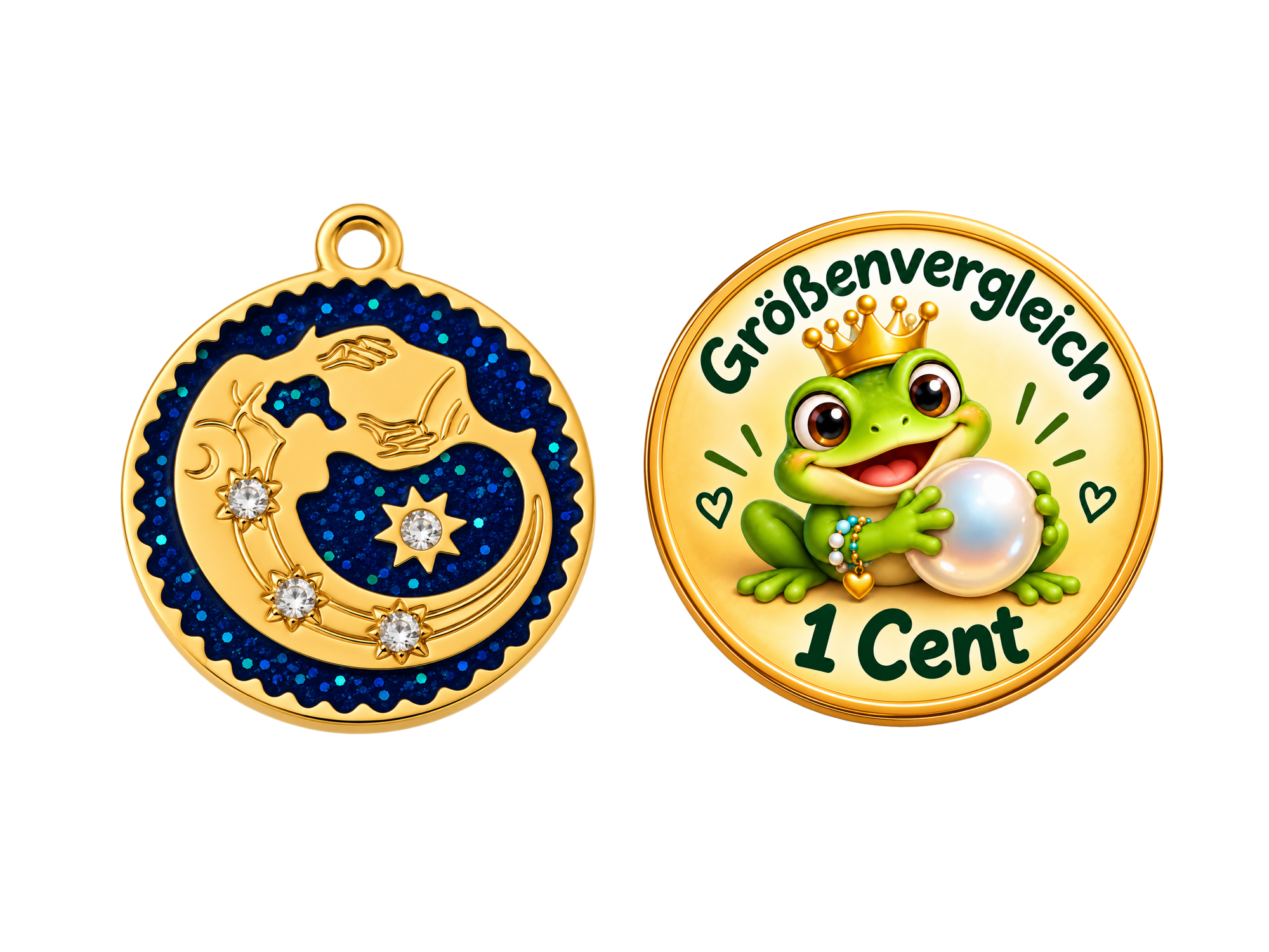 goldener Sternzeichenanhänger Wassermann 15mm Größenvergleic