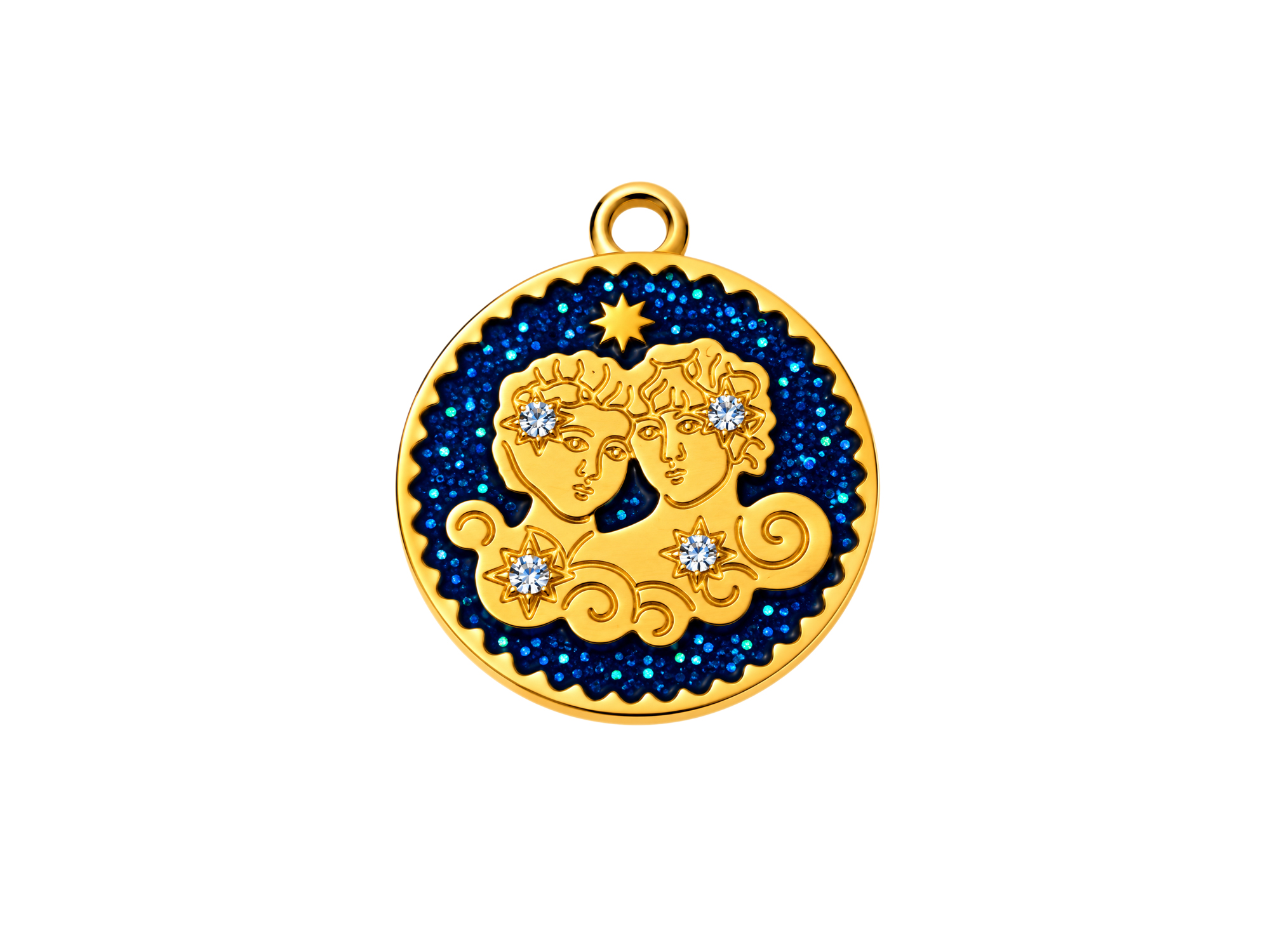 goldener Sternzeichenanhänger Zwillinge 15mm