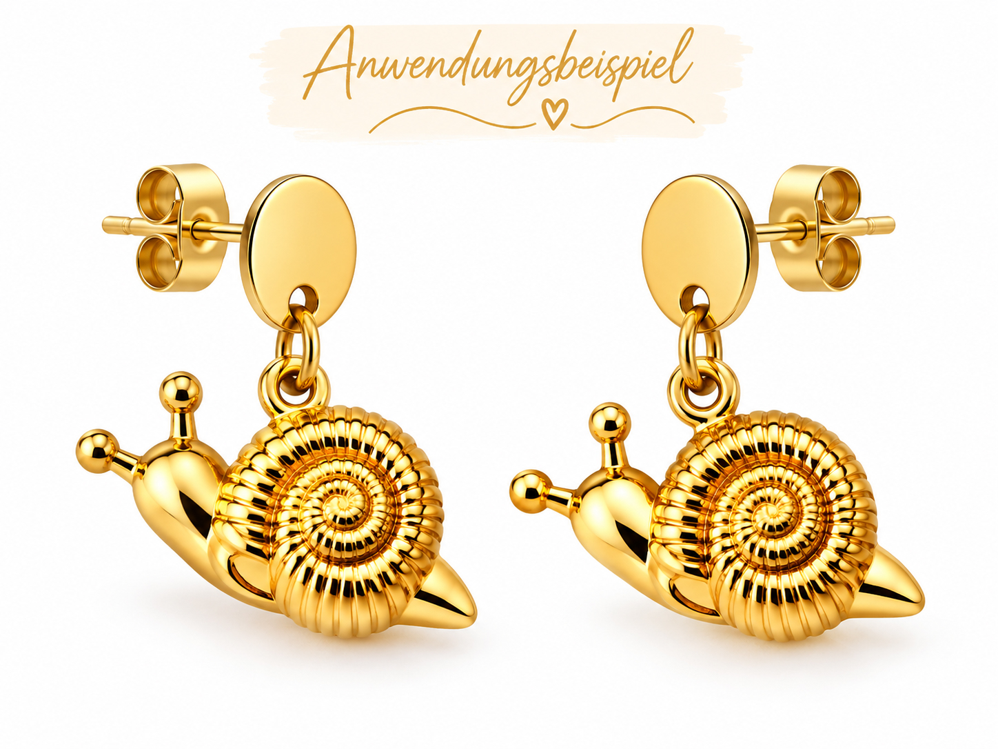 small golden snail jewelry pendant used as earrings