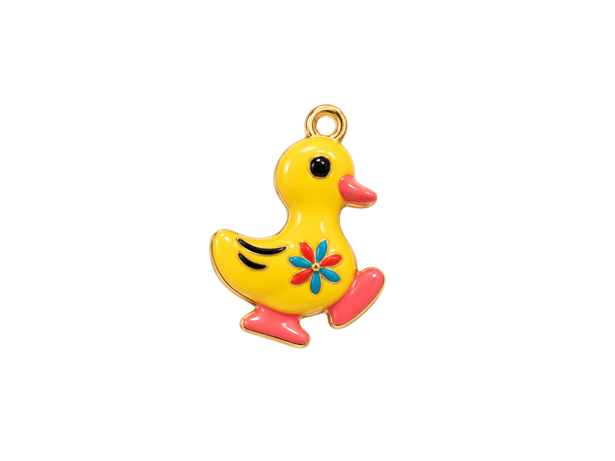 Gold-colored jewelry charm – little yellow duck, 16mm