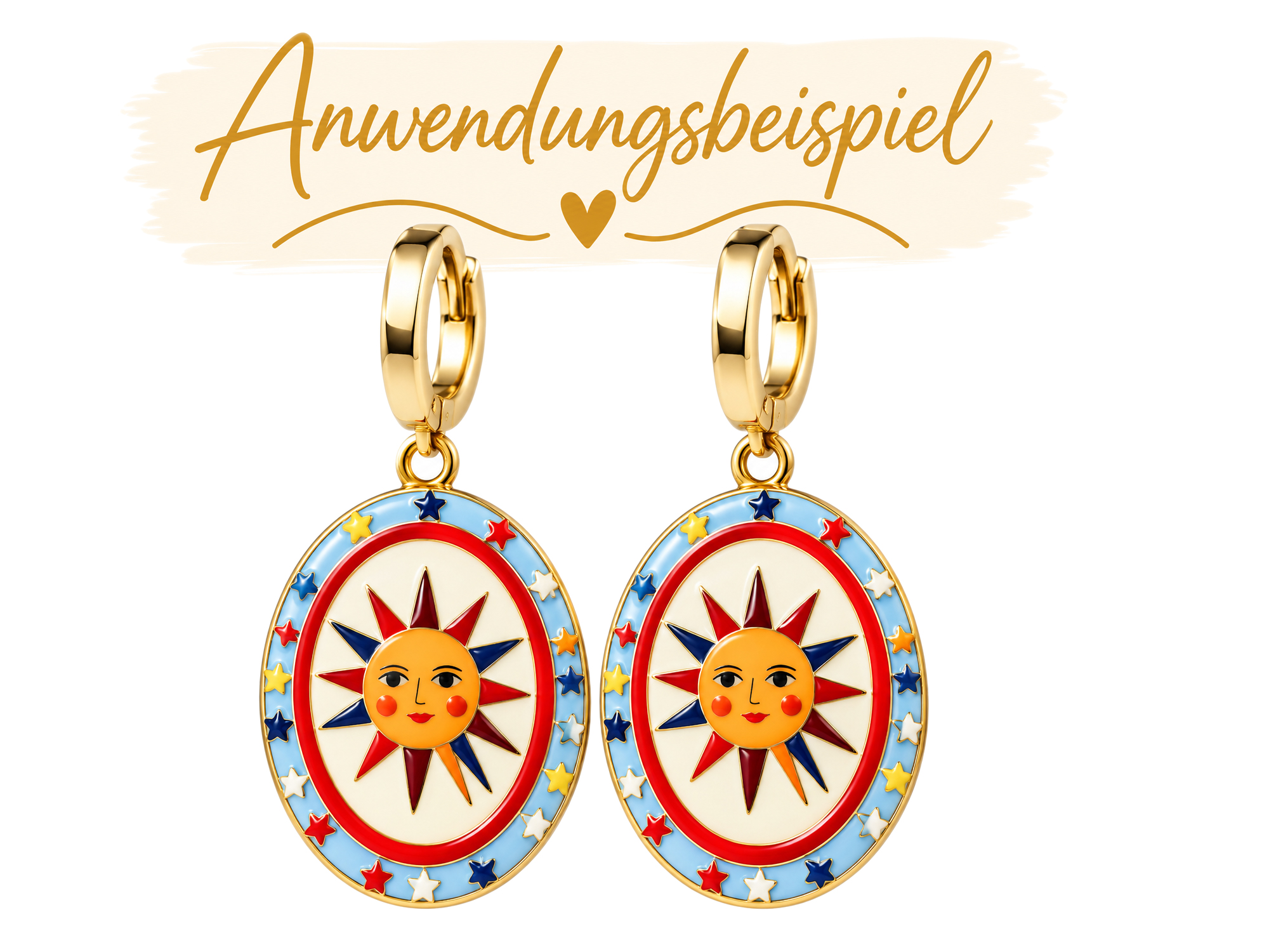 oval jewelry pendant with sun design 22×15mm used as earring