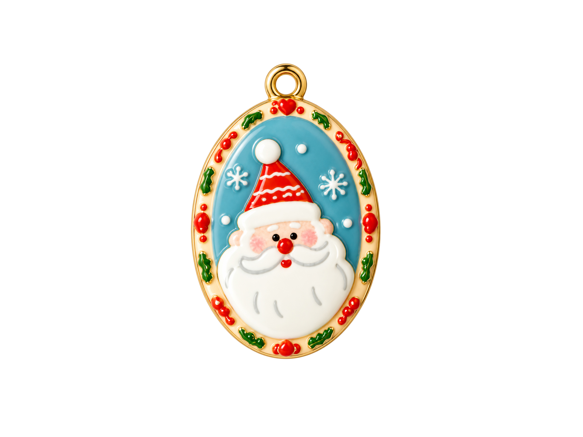 Schmuckanhänger mit einem Weihnachtsmann, oval 22x15mm, zum