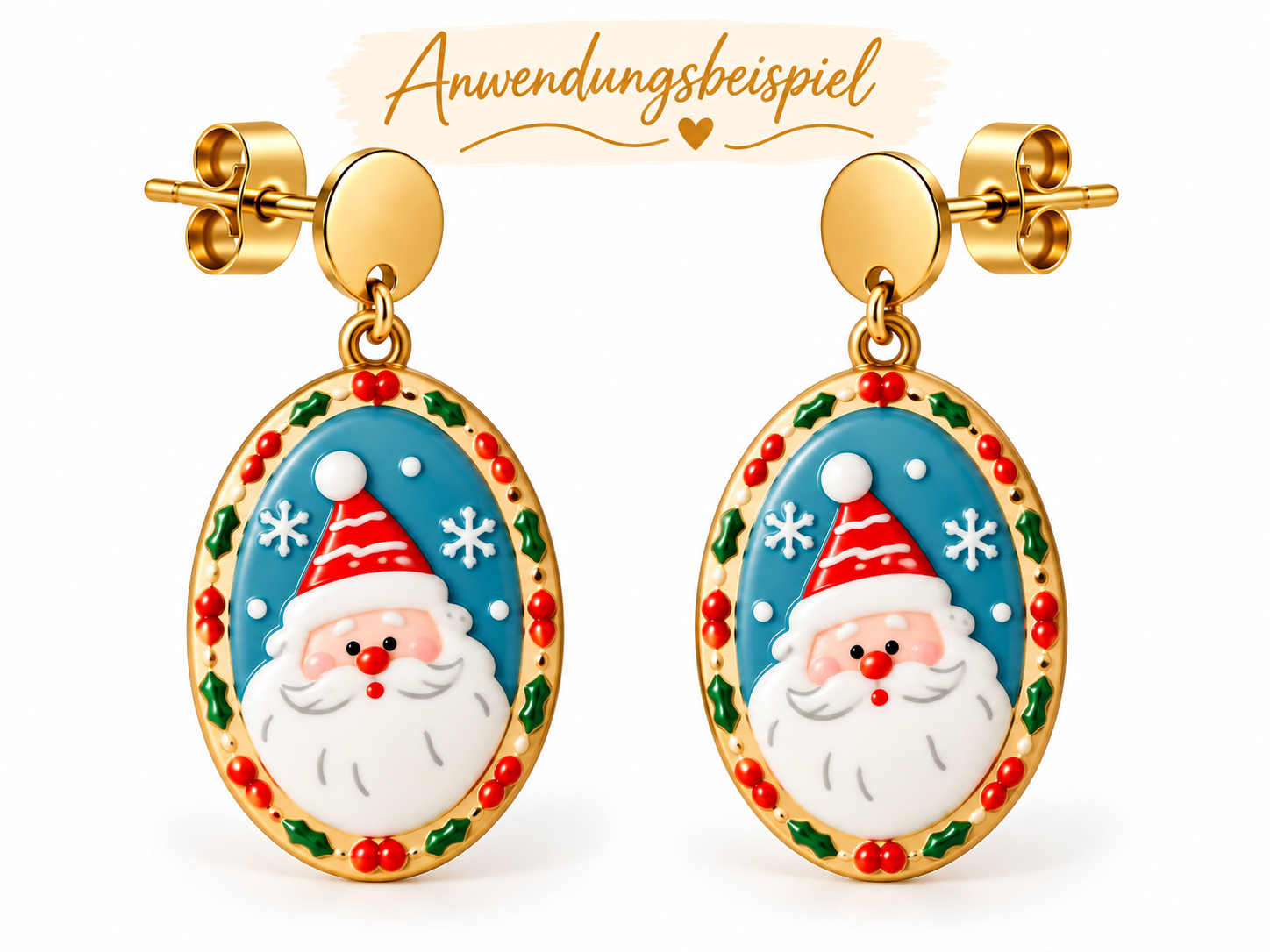 Schmuckanhänger mit einem Weihnachtsmann als Ohrringe