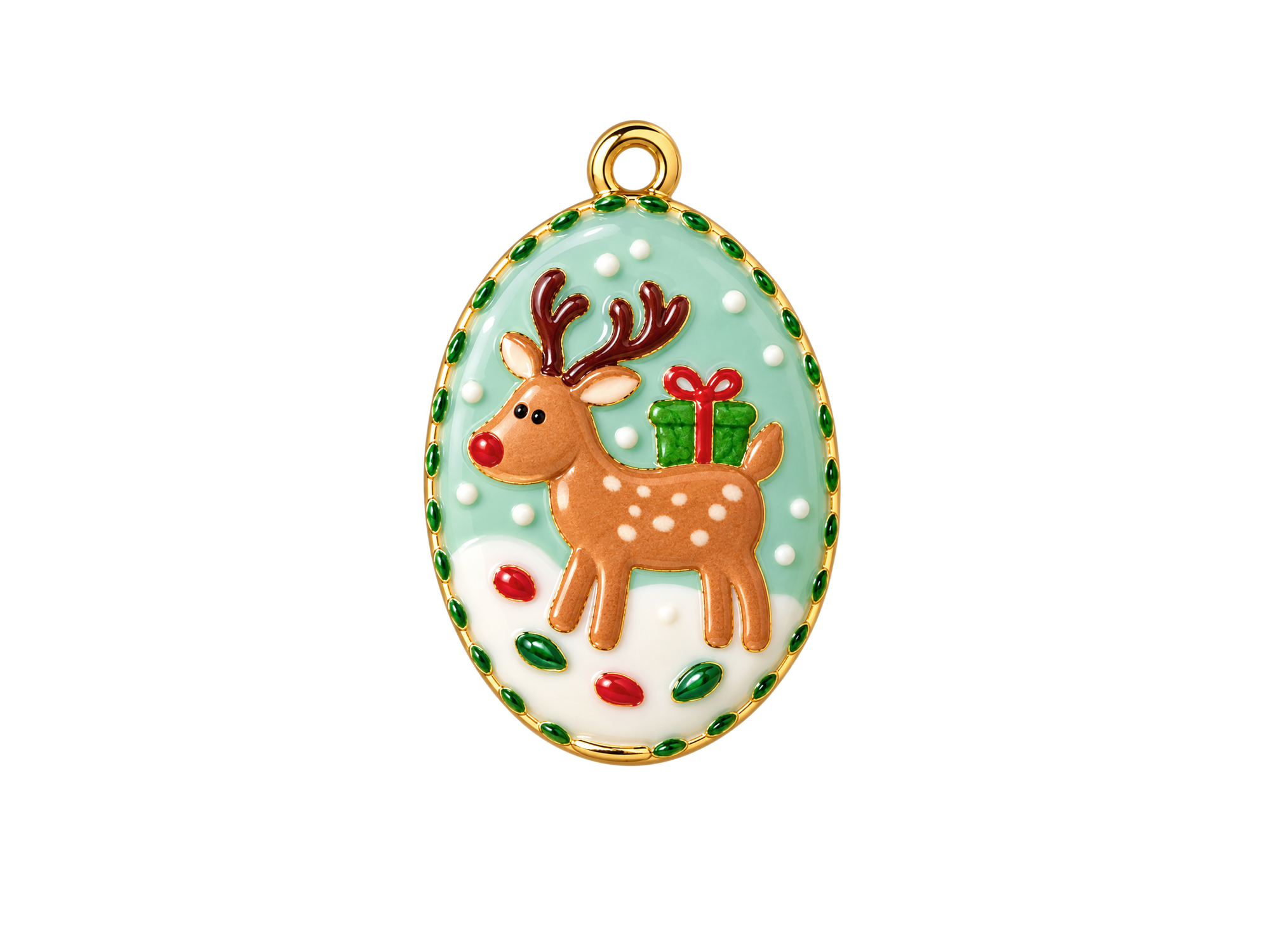 weihnachtlicher Schmuckanhänger mit einem Elch, oval 22x15mm