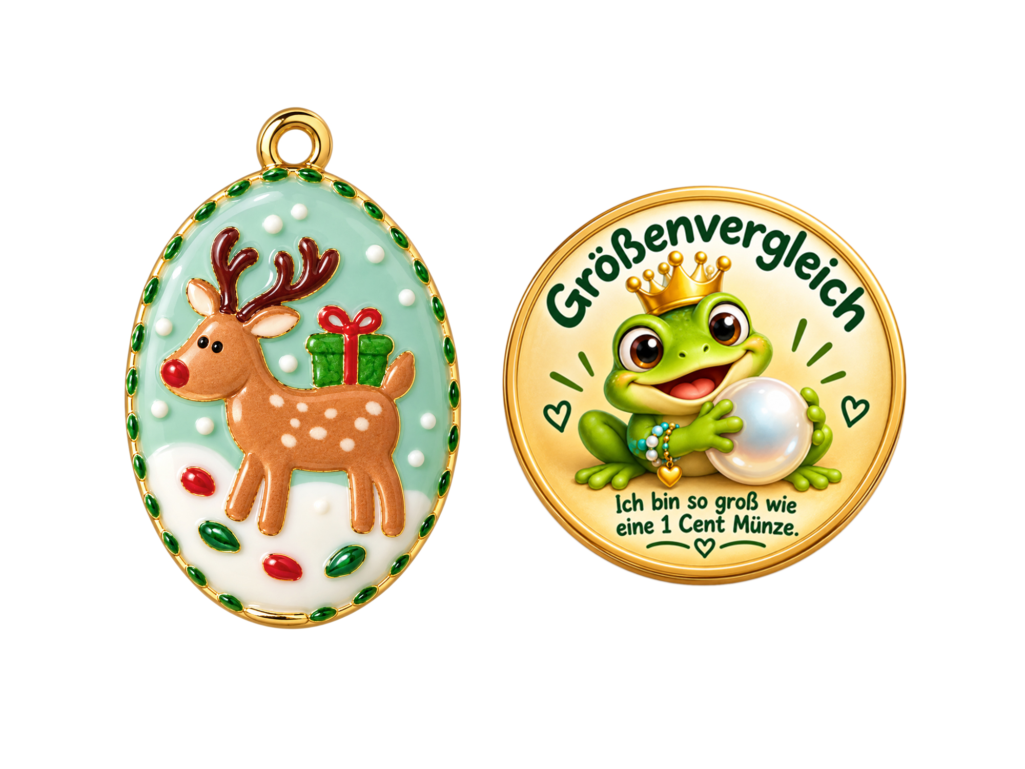 weihnachtlicher Schmuckanhänger mit einem Elch, oval 22x15mm