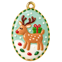 Schmuckanhänger Weihnachtselch ~22x15mm, Edelstahl, bemalt