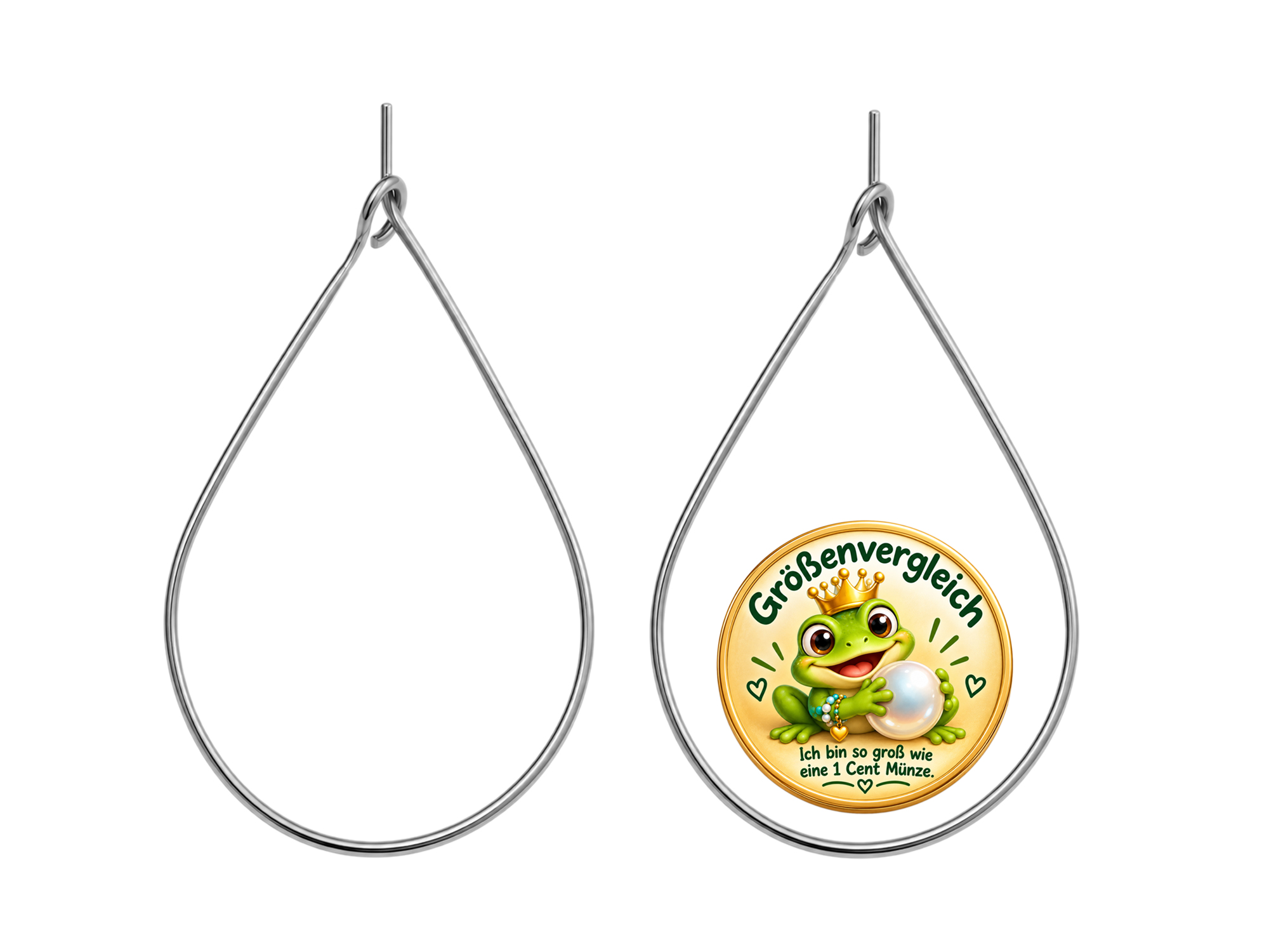 Creolen Rohlinge Basis tropfenförmig 40x25mm - Größenverglei
