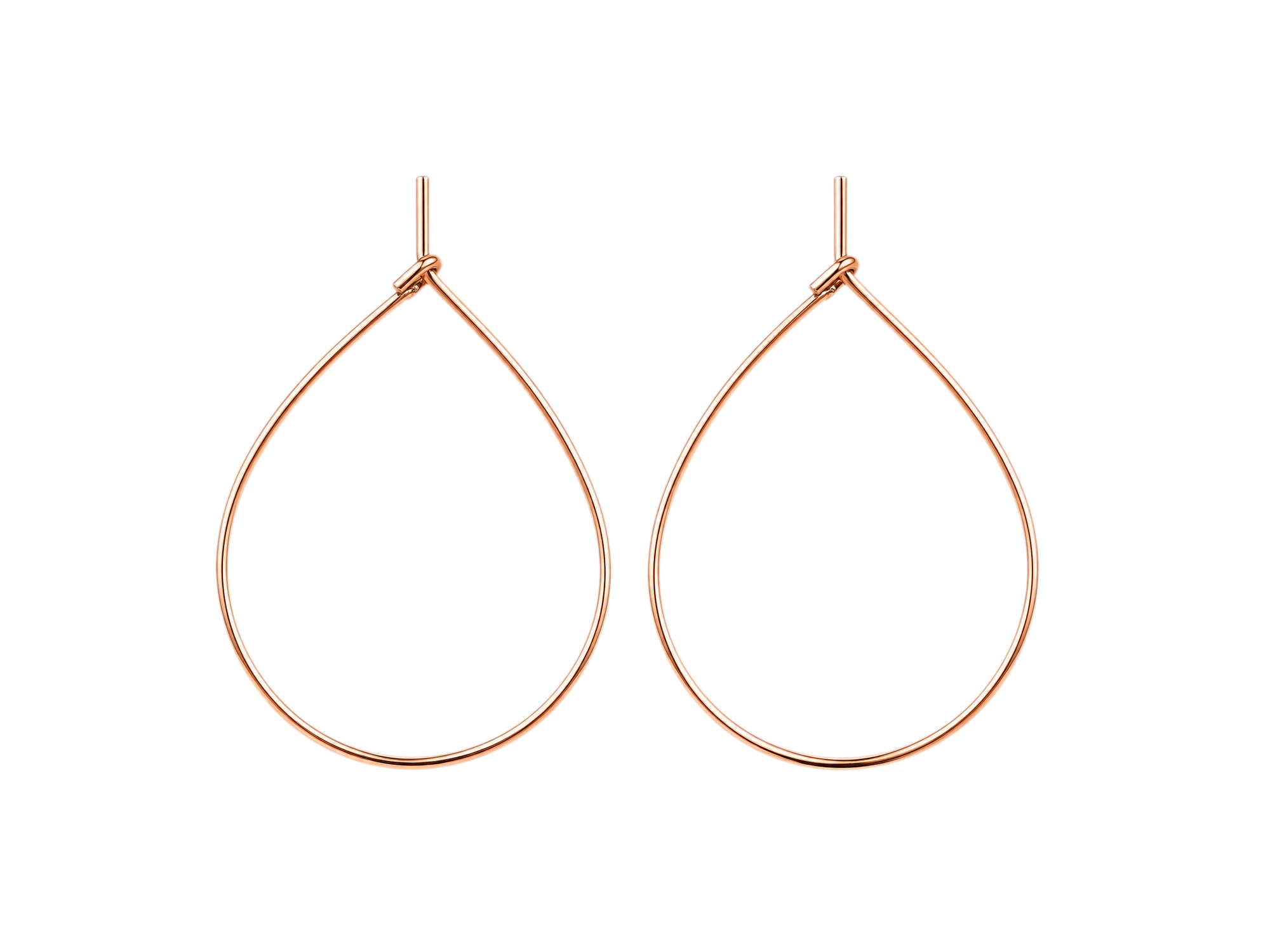 rose gold hoop earring frames, teardrops ~40×30mm for DIY ea