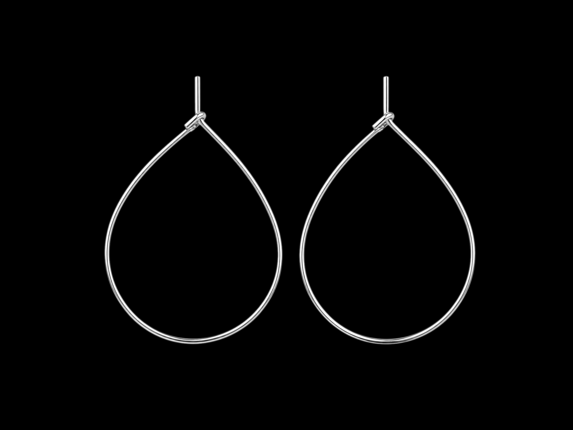 silver hoop earring frames, teardrops ~40×30mm for DIY earri